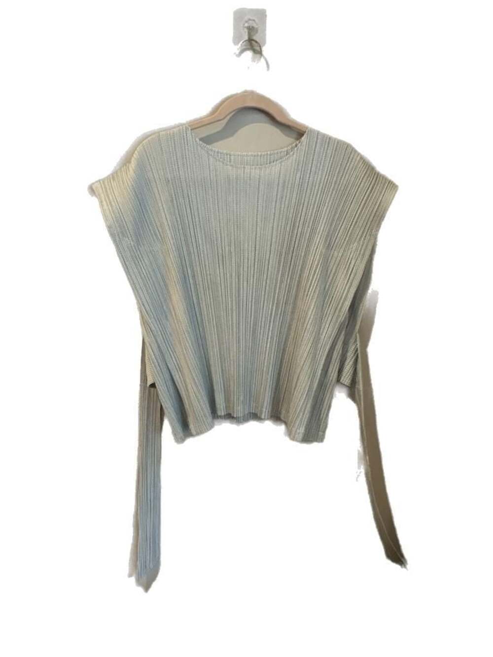 Issey Miyake Pleats Please Light Blue Pleated Tie-Waist Top size 5